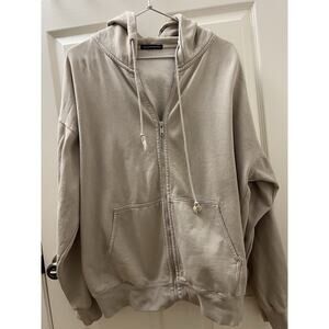 Brandy Melville Hoodie Women’s Sz Large Grey Oversized Heavyweight Zip Up Cotton